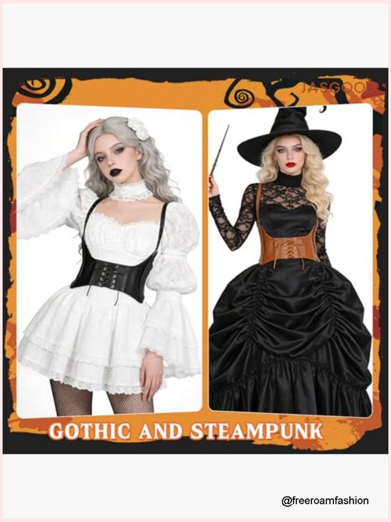 Faux Leather Elastic Underbust Corset Waist Belt Lace-up Steampunk Waspie main image 5